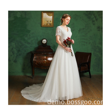 Custom Made Bridal Gown Couture Closed Back Classic Church Beautiful Chinese cheap wedding dresses made in china